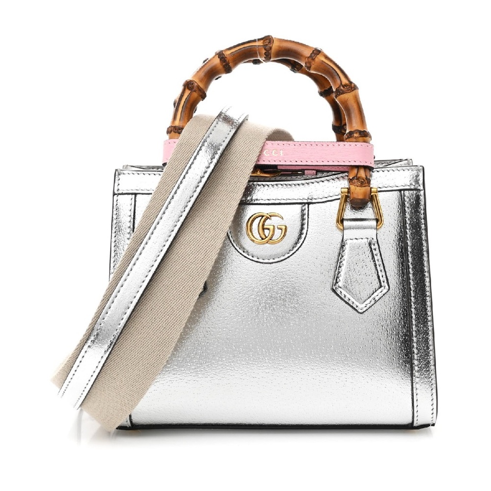 Gucci Silver Mini Bag with Bamboo Accent